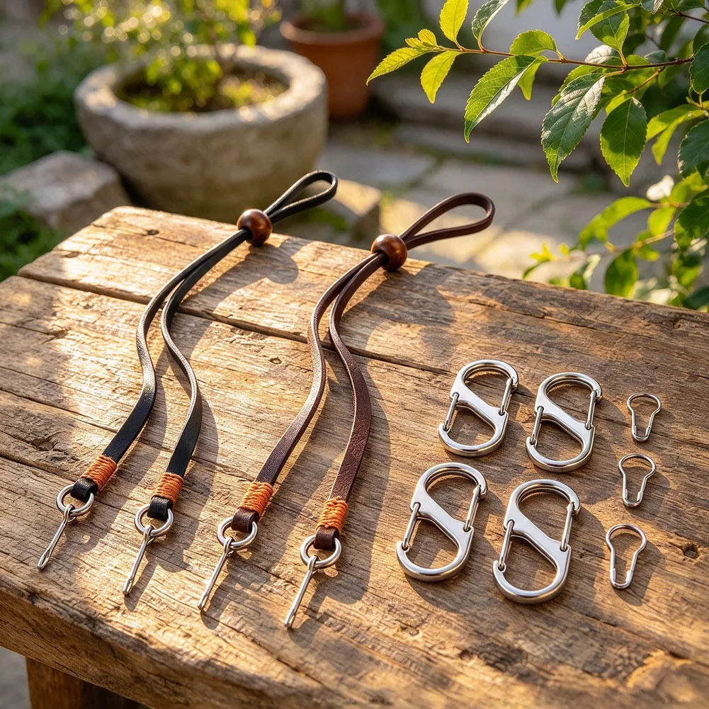 Leather Hat Strap Adjustable For Stampede String, 88cm Wind Resistant Chin Cord With Sturdy Metal Clips,  For Outdoor Hats