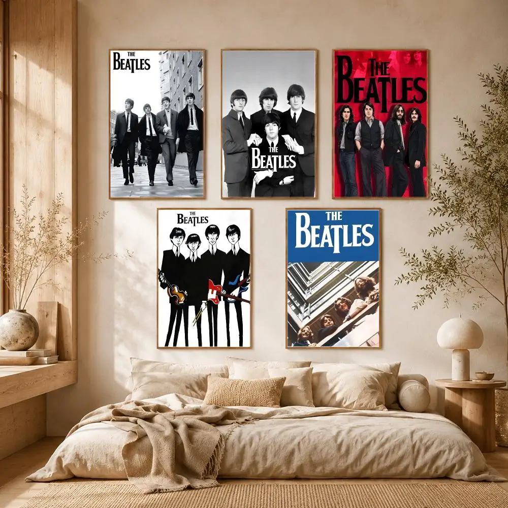 The Beatles Band Music bedroom Poster Self-adhesive Advanced Aesthetic Printing Paper Wall Art for Living Room Home Decor