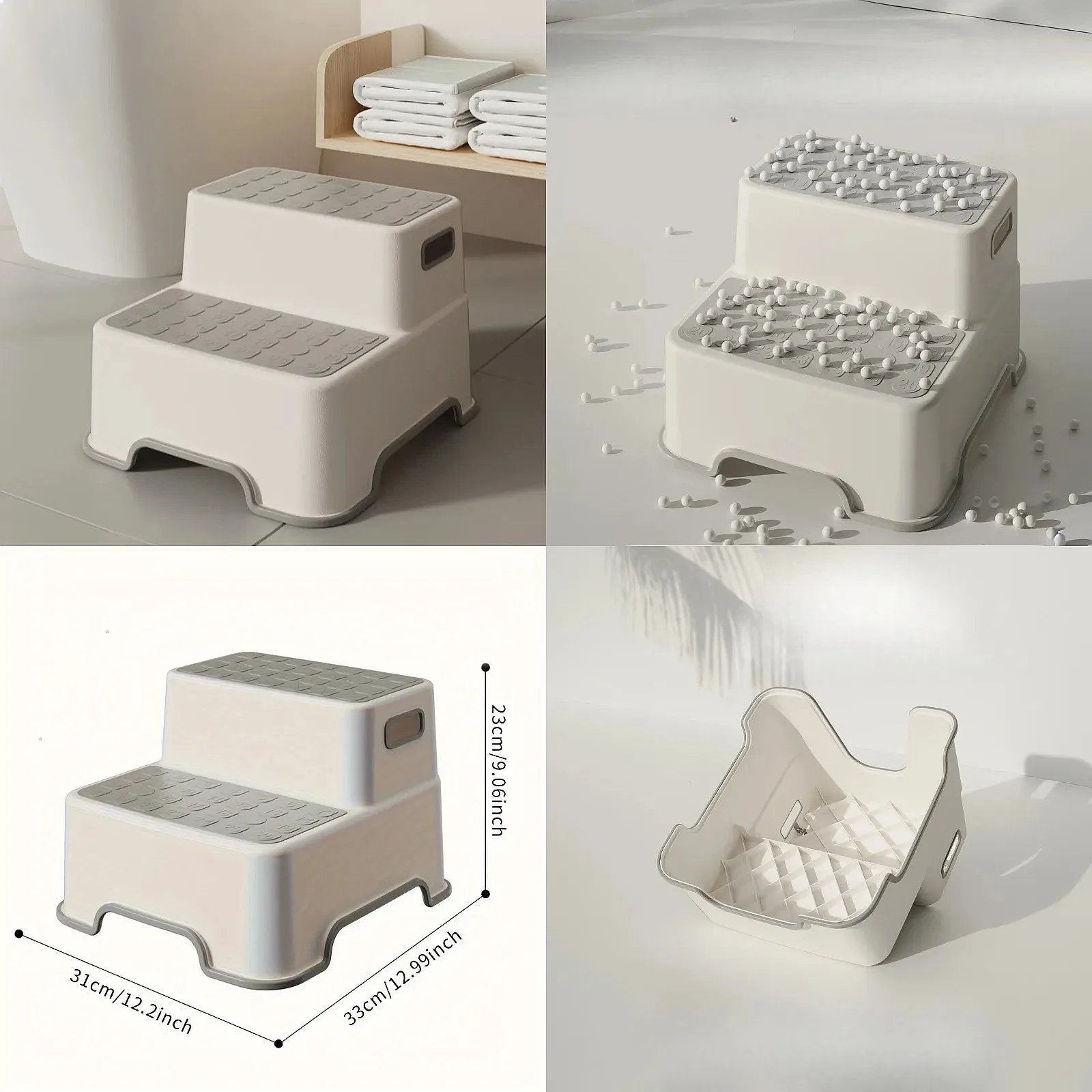 Portable Step Stool Bathroom Anti Slip Two-step Ladder: Suitable for Toilet Training and Sink - Plastic, No Electricity Required