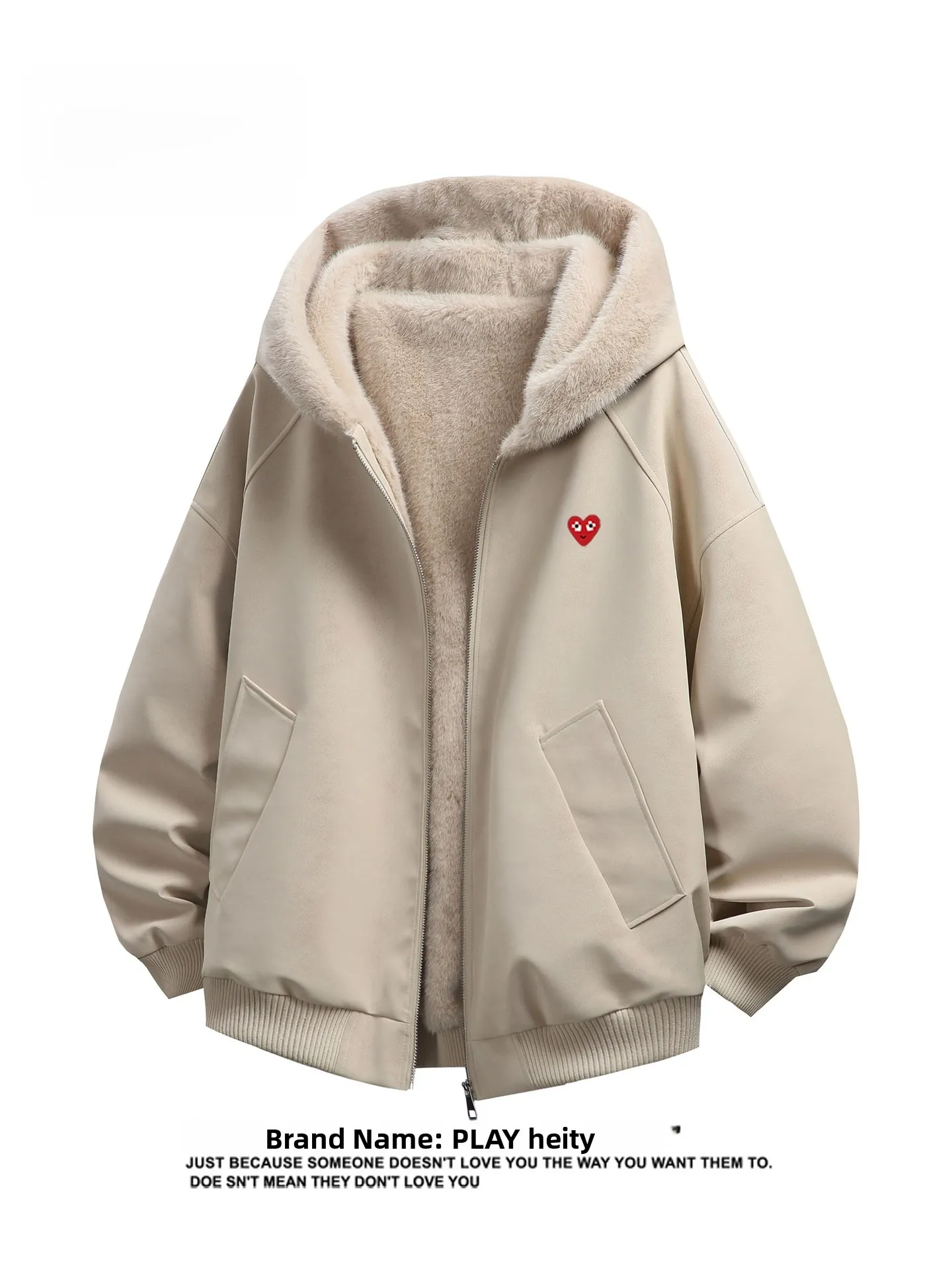 

Play Hei American Sle Matte Pu Leather Hooded Jaet Thiened Winter Coat for Couples Cotton Youth ular Loose Fit