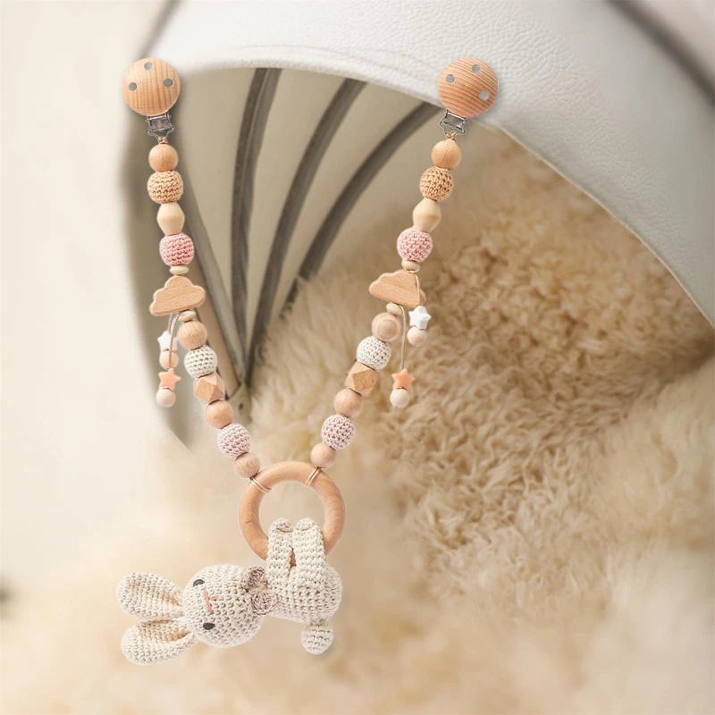 

Baby Crib Crochet Rattle Toy Wooden Hanging Ocean Stroller Teething Rattle Bell Animal Mobiles Gym Stroller Pendants Gifts Toys