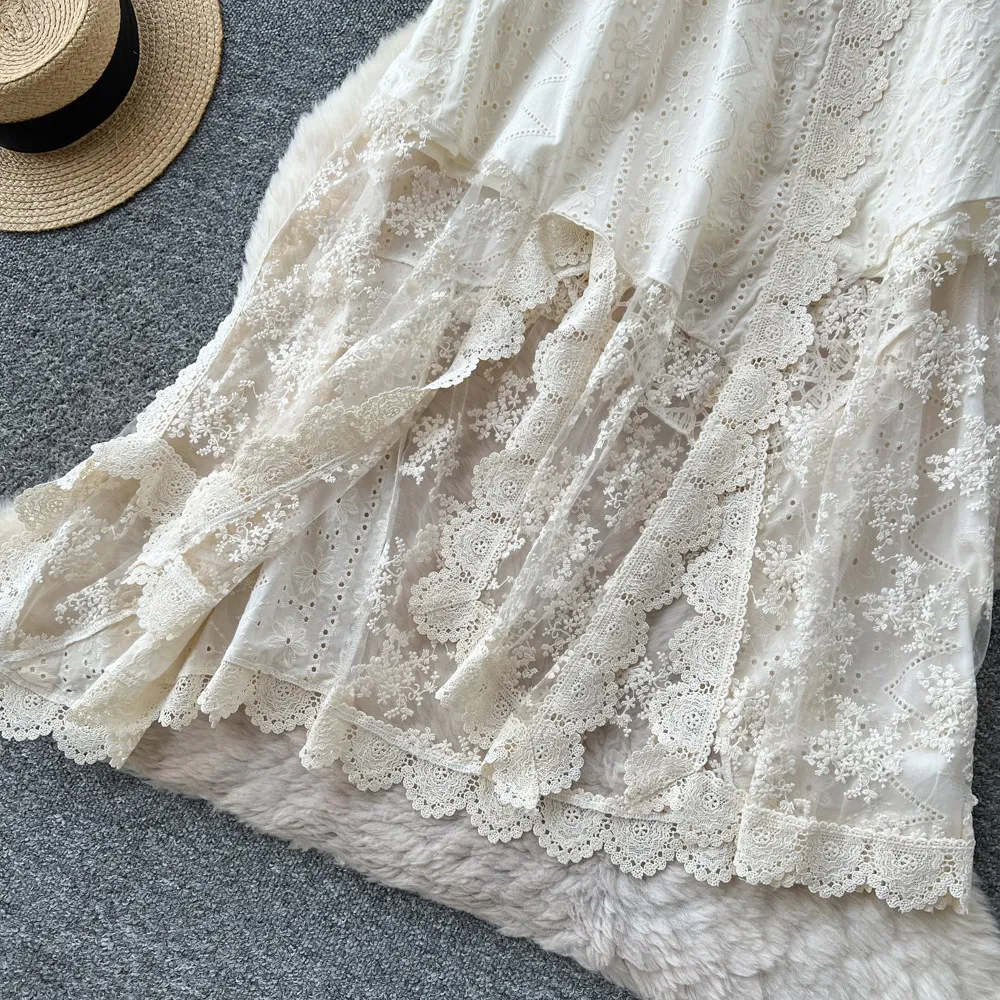 TWOTWINSTYLE 프랑스 스타일 로맨틱 레이스 스커트 여성용 하이 웨이스트 슬리밍 가을 우아한 솔리드 스커트 여성 패션 KSK557207