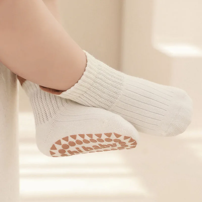 3 Pairs Kids Cotton Socks Boys and Girls Cute Comfy Breathable Baby Non-slip Floor Socks