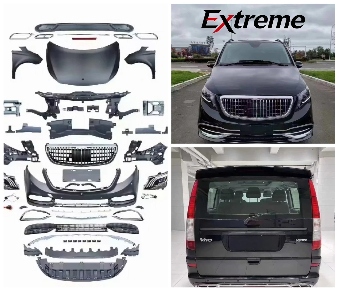 Professional W639 Maybach Look Body Kit for Mercedes Benz Viano Vito Old to New Facelift Exterior Upgrade Kit