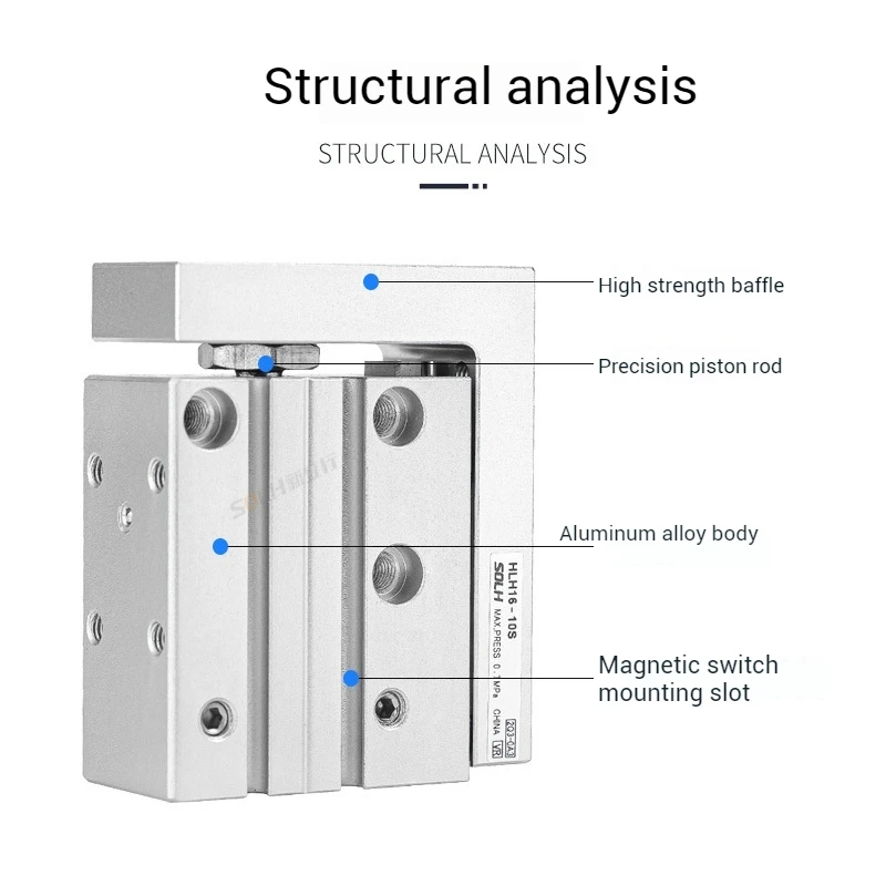 Sophisticated side rail type HLH guide slide cylinder HLH6/10/16/20 X5X10X15X20X25X30X40