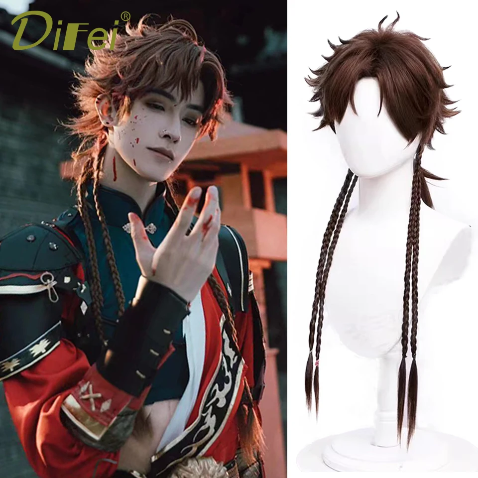 

DIFEI Synthetic Wig Upturned Wig Extended Braid Game "Like A Kite"-Sun Ce Cosplay Festival Teenagers Feel Upturned Wig