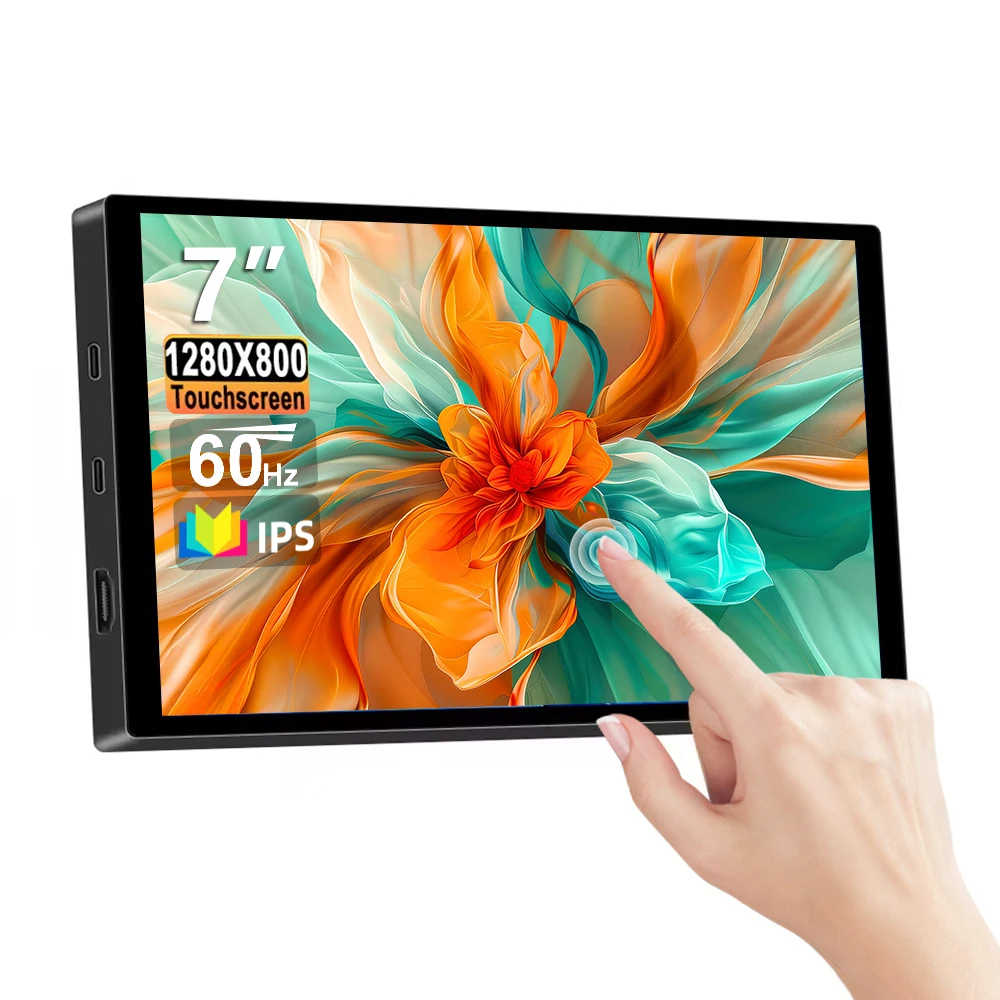 

7″ Touch Portable Monitor 1280X800 USB-C IPS 5-point Capacitive Touch screen LCD display for Raspberry Windows Gaming Monitor