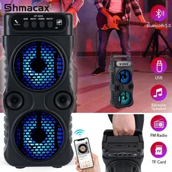Outdoor Portable Wireless Speaker Dual 3 Inches Music Stereo Subwoofer Bass USB Power Supply For Dancing Party Family Karaoke