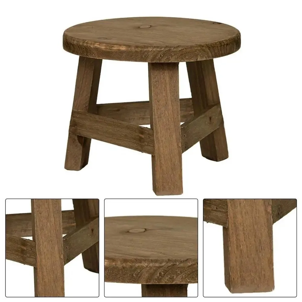 رف بونساي حديث مقعد خشبي صغير مستدير صغير الحجم حامل نبات عصاري ​ حامل قاعدة وعاء الزهور لديكور حديقة المنزل ​