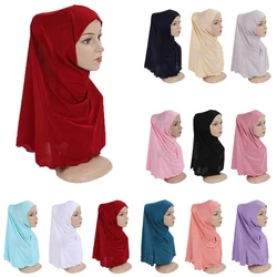 7-12Y Kids Girls Hijab Muslim Instant Scarf One Piece Amira Overhead Headscarf Islamic Wrap Shawls Pull On Ready Made To Wear