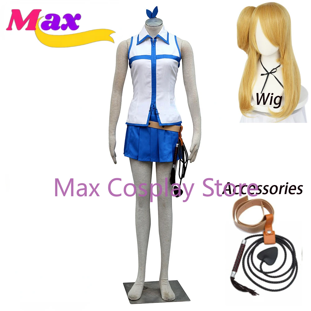 

Max Anime Lucy Heartfilia Cosplay Costume Top skirt Hairpin Set Halloween Makeup Party Prop For Women Girls Gifts YW