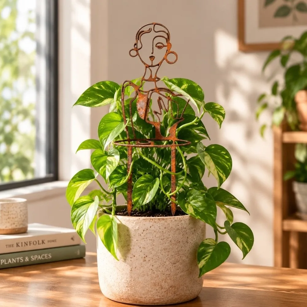 Iron Character Silhouette Plant Stand Strong Load Bearing Weather Resistance Plant Fixed Frame Hollow Out Plant Climbing Trellis