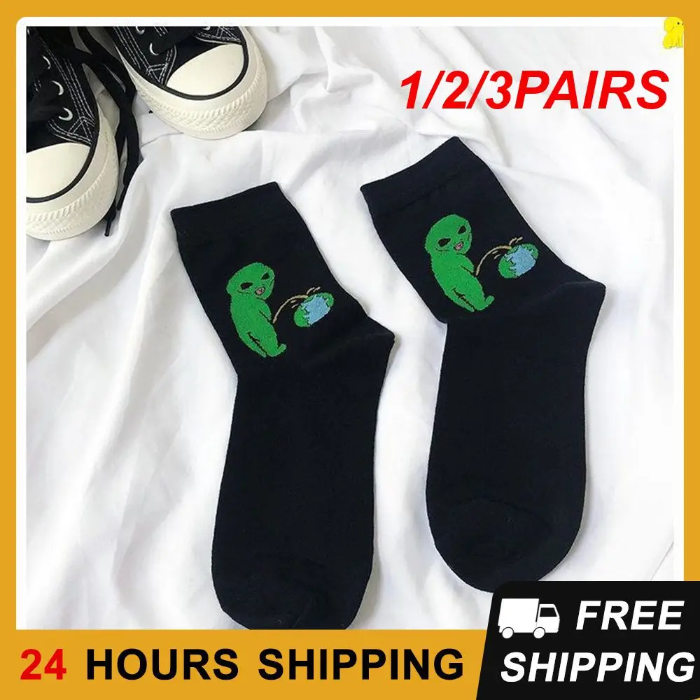 1/2/3PAIRS Printed Socks Material Is Soft Creative Humorous Alien Design Cartoon Socks Sock Hot High Quality Socks Warm