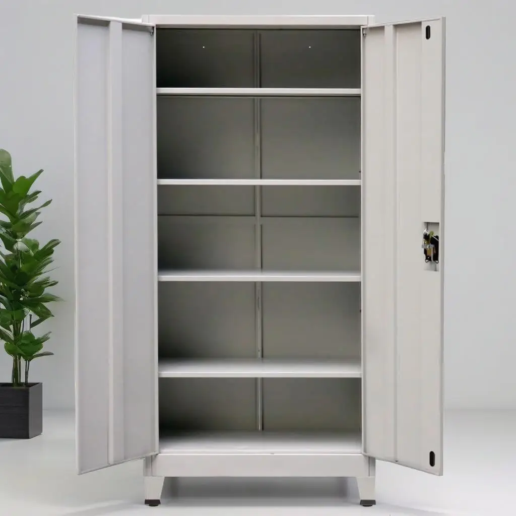 Gray Steel Office Cabinet with 2 Doors - 35.4x15.7x70.9 Inches, Durable Storage Solution