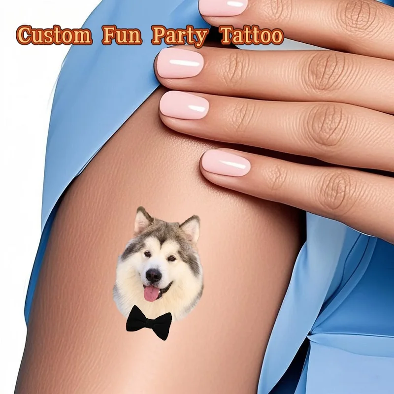 15 PCS custom dog temporary tattoo personalized cute fun dog Bow tie stickers animal dog  pet themed parties pet birthday gift