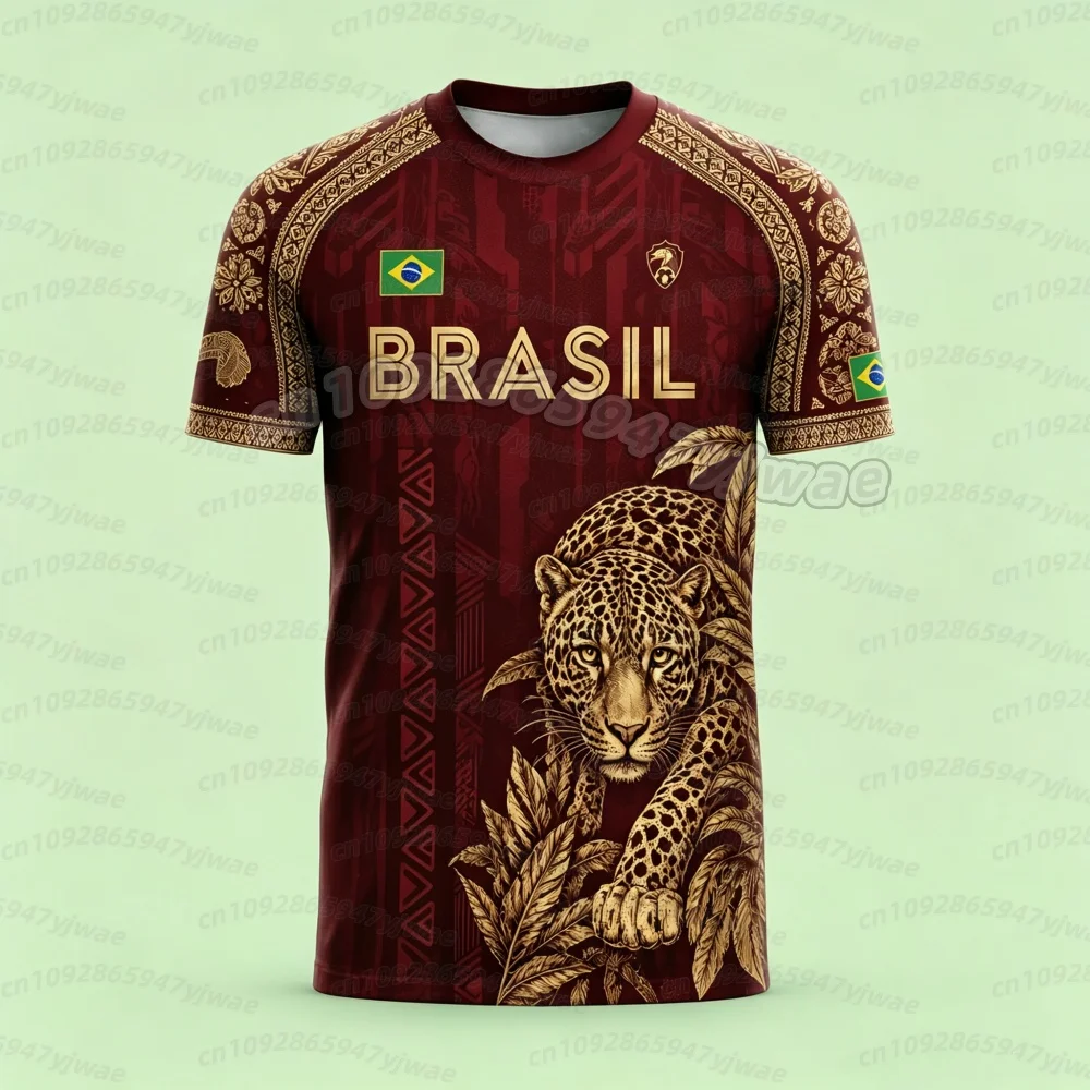 2026 BRASILIEN Nationalflaggen-Print Herren Damen Kurzarm T-Shirt 3D-Druck Tees Outdoor Fußballtrikot Sport T-Shirt für Männer und Kinder – Detail 4