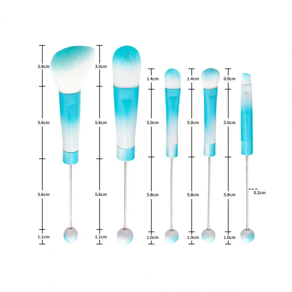 5 unids/set DIY pincel de maquillaje con cuentas 5 tamaños pinceles para polvos sueltos sombra de ojos corrector cejas colorete mezcla cepillo cosmético