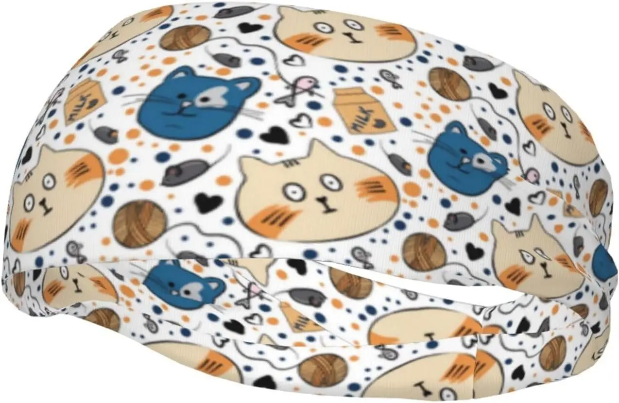 

Cute Animal Cat Sweatbands Sports Headband,Breathable Sport Yoga Workout Turban Headband for Women Men Hair Accessories