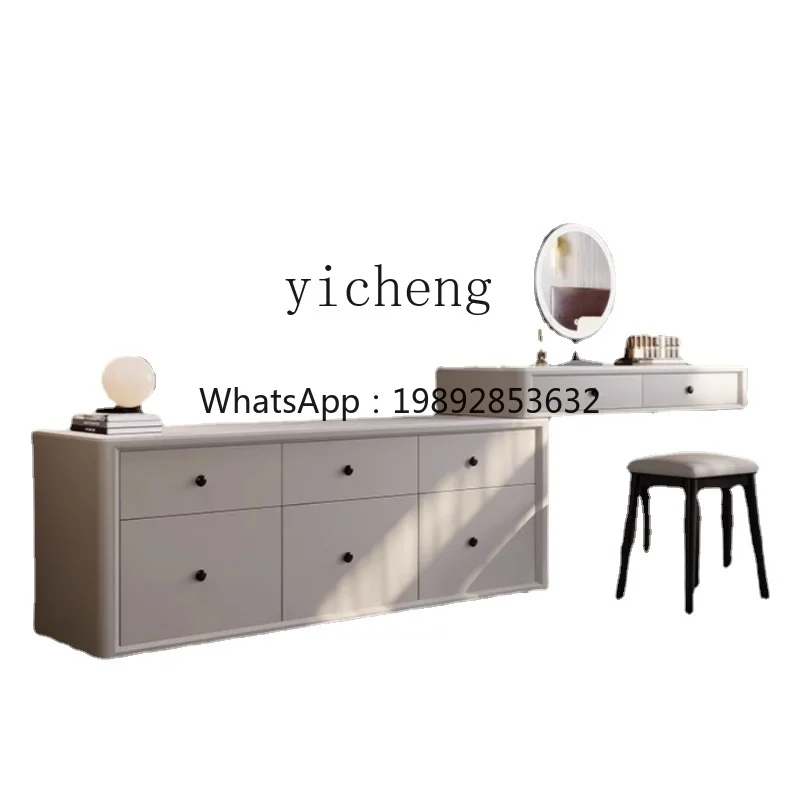 ZZf Makeup Table Stone Plate Dressing Table Storage Cabinet Integrated Modern Simple Retractable Bedroom