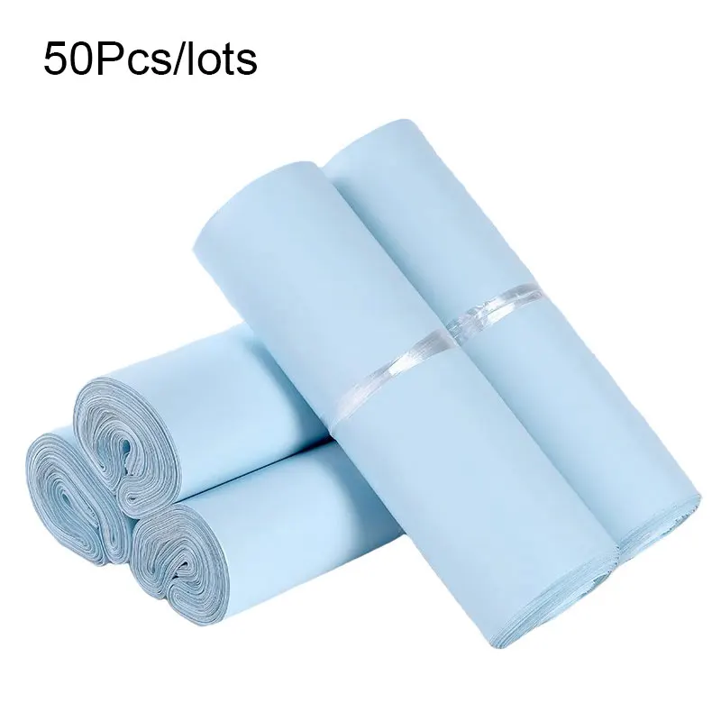 

50Pcs Plastic Ecommerce Packaging Bags Blue Envelope Clothing Storage Bag Waterproof Organizer Logistics Mailing Transport Pouch