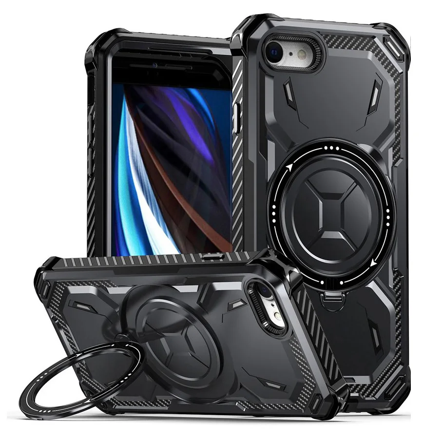 iPhone 7/8 커버용 이중 레이어 충격 흡수 케이스 MagSafe와 호환 가능 견고하고 킥스탠드가 있는 iPhone SE 2020 2022용