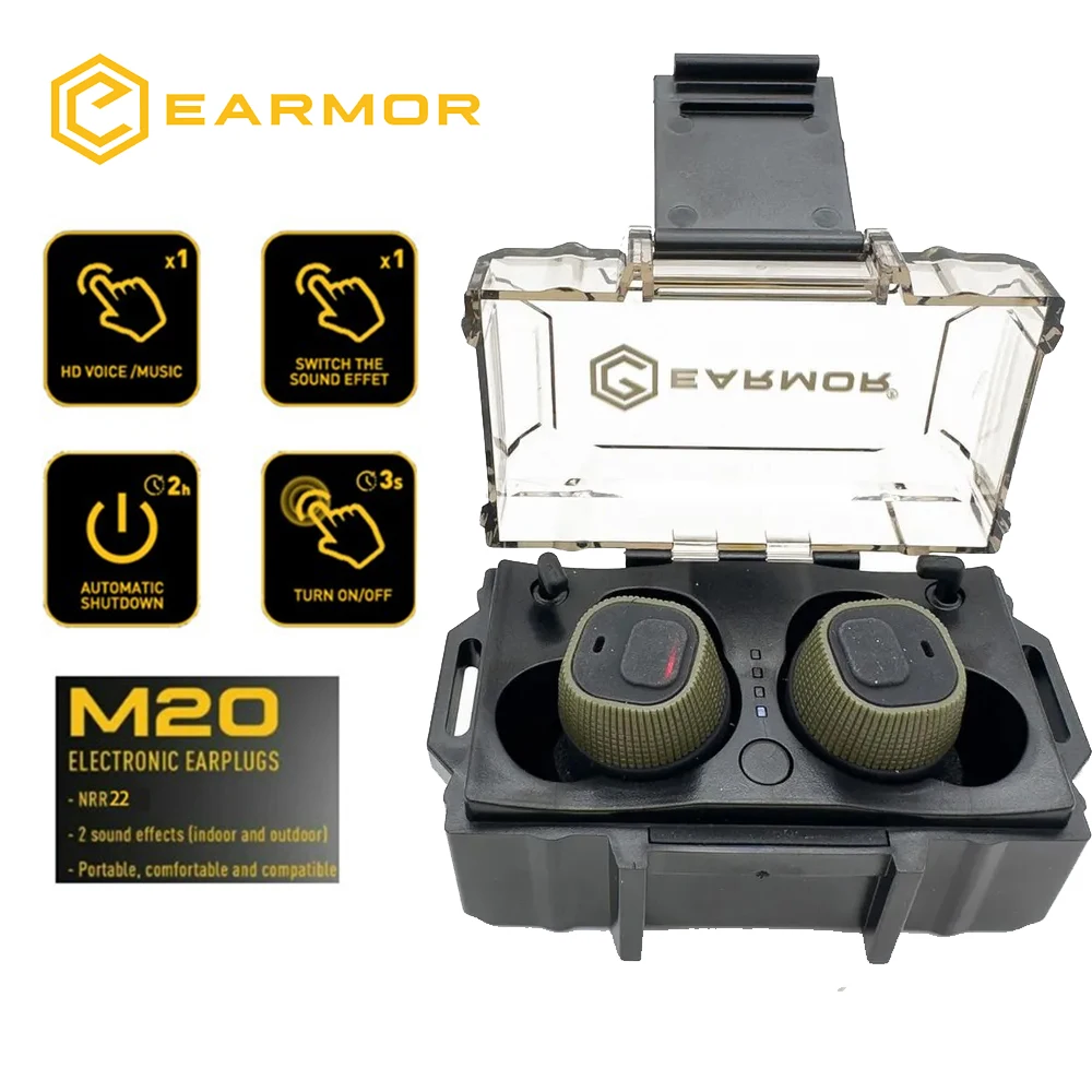 M20 Electronic Earplug Tactical Noise Reduction Earplug for Shooting Training / Law Enforcement High-noise Environments