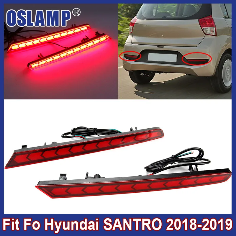 

2Pcs/Pair LED Lights Rear Bumper Brake Light Turn Siganl Tail Lamp Fit Fo Hyundai SANTRO 2018-2019 Car Accessories Signal Lamp