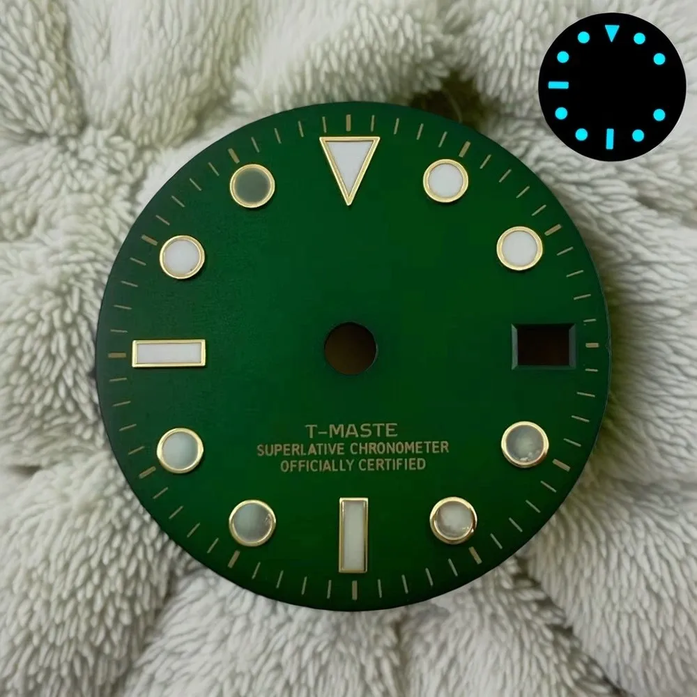 28.5 مللي متر S شعار GMT نيزك الهاتفي مناسبة ل جودة عالية NH34 جنبان حركة الجليد الأزرق مضيئة ساعة تعديل الملحقات