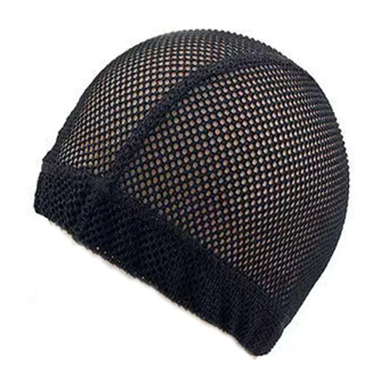 Gorro de malla con agujero grande para peluca, malla de cúpula negra con banda elástica y ondas, 1 unidad