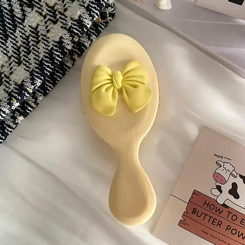 Bowknot Handle Comb Cute Cartoon Scalp Massage Travel Air Cushion Brush Small Comb Brush Plastic with Portable Hair U6Y0