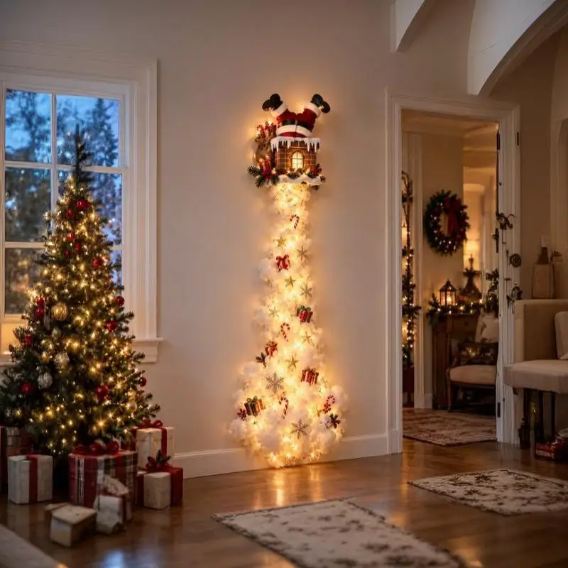 Christmas Magic Trail Wall Light, LED Cascading Holiday Decor,Warm White Glow, Space-Saving Wall Decor, Easy Wall Placement