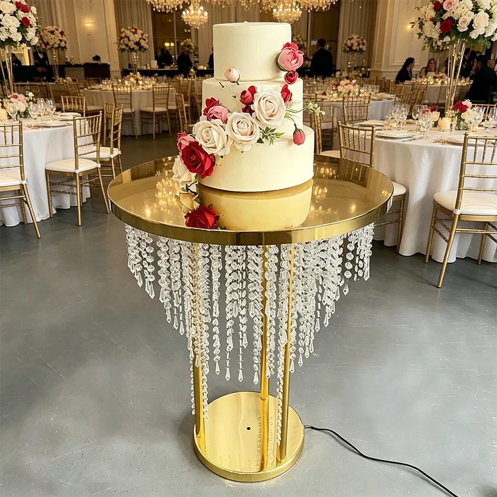 

D60xH75CM Elegant Wedding Decoration Hanging Shiny Crystal Beads - Wedding Cake Table Decor Round Reception Table Ornament