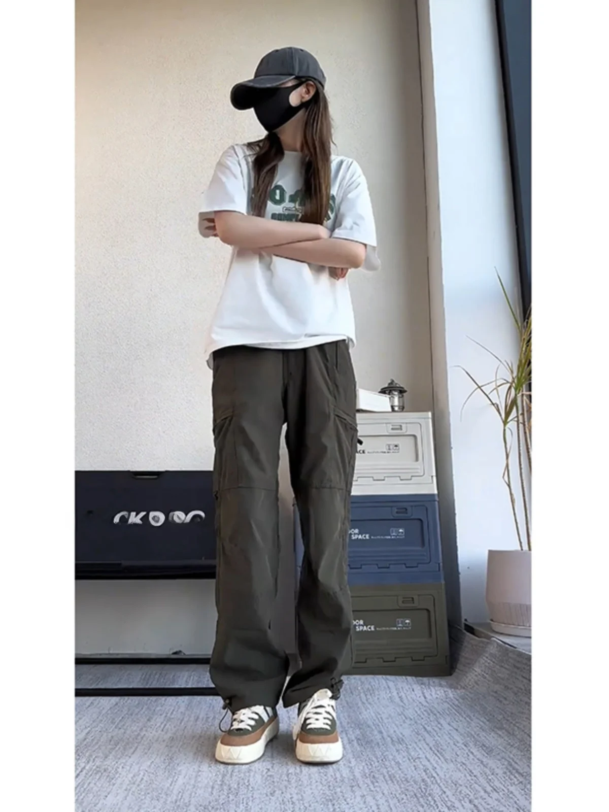 

Мужские летние рабочие брюки в стиле милитари, прямые брюки для походов, брюки-карго на шнурке, повседневные брюки для отдыха