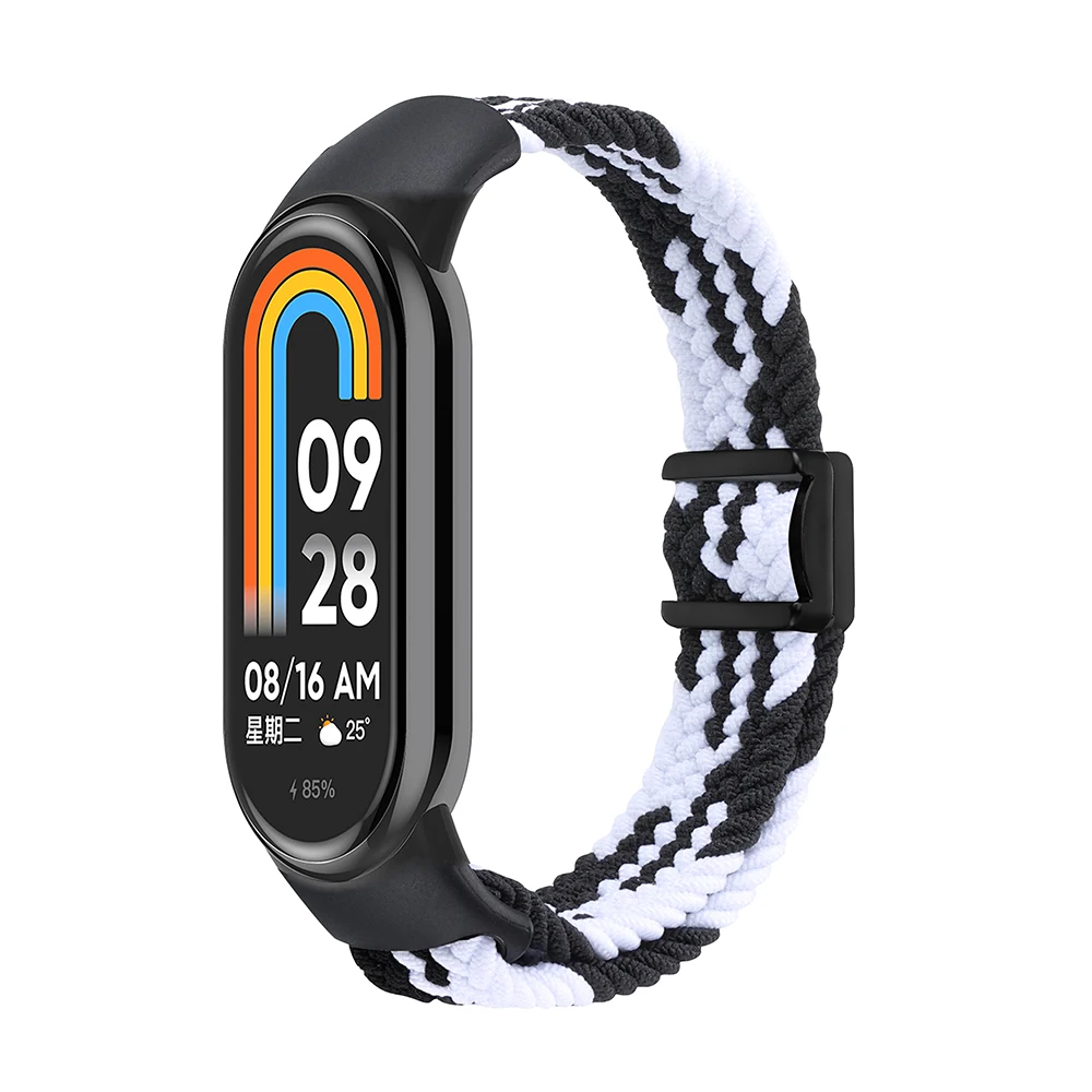 Magnetic Braided Stretchy Loop Mi Band 9/8 NFC Bracelet Women Men Elastic Woven Nylon Replacement Strap for Xiaomi Smart Band 9