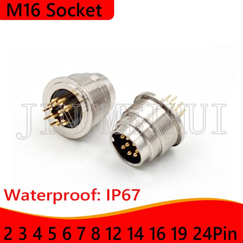 

M16 2 3 4 5 6 7 8 12 14 16 19P Waterproof IP67 Aviation Male Socket Female Socket Fixed Sensor Connector Front Panel Rear Panel