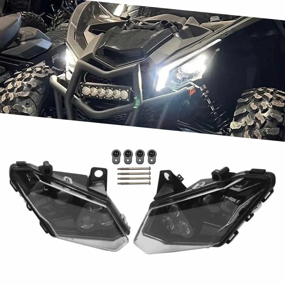 Para Can Am Maverick X3 XDS XRS Max Turbo R 2017-2023 # 710004658 & 710004659 Par de Faróis LED Dianteiros Acessórios para Motocicleta