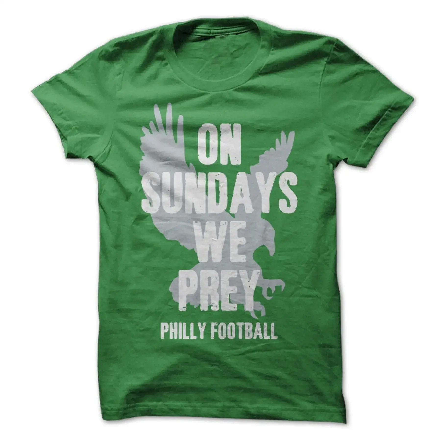 On Sundays We Prey T Shirt Design Green with Multi Color Print Every Sunday