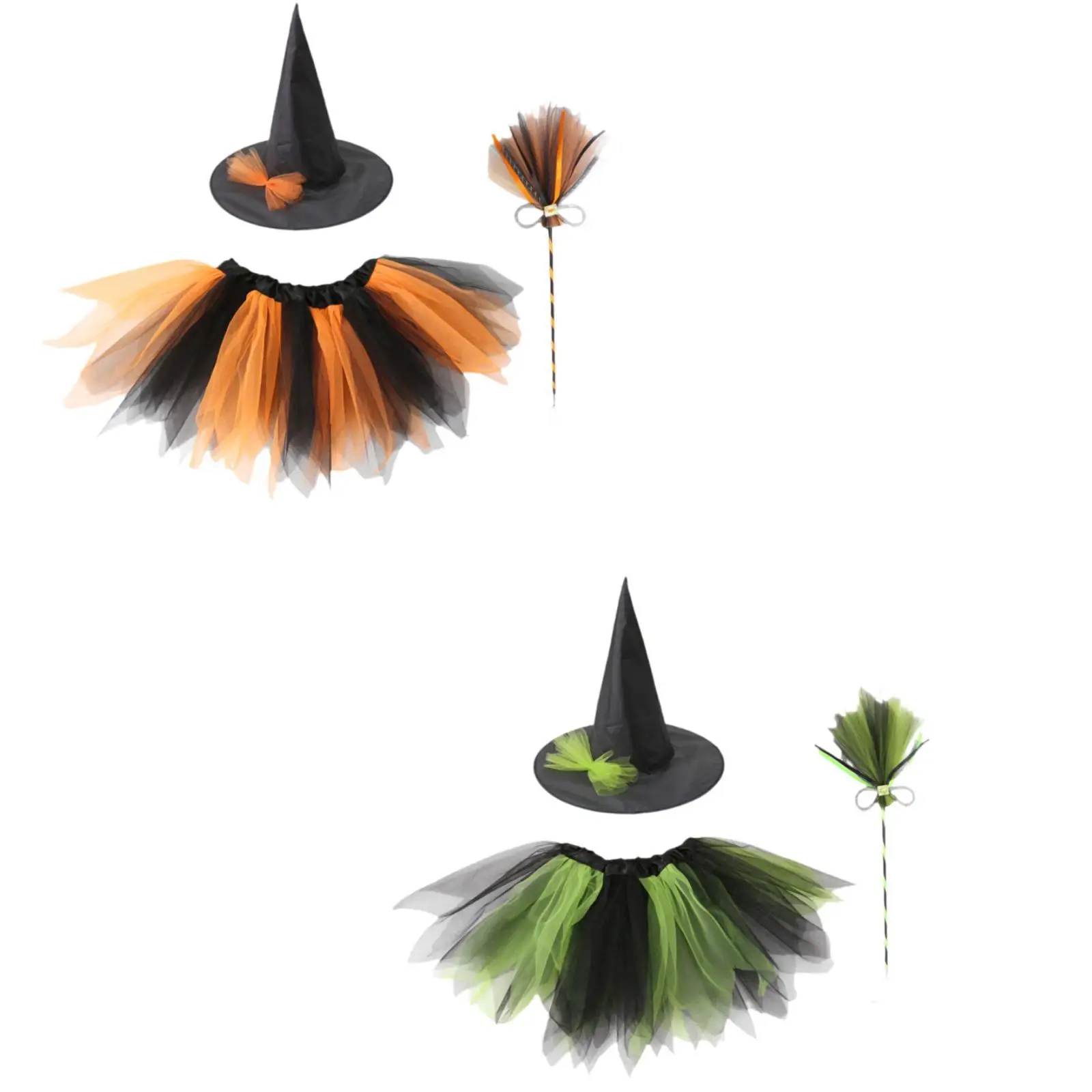 Halloween Witch Costume Kids Girls Christmas Props Creative Decor Witch Tutu