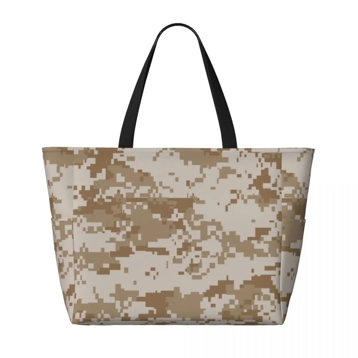 Custom Large Digital Desert Camo Tote Bag for Women Camouflage Shoulder Shopper Gym Beach Travel Bag