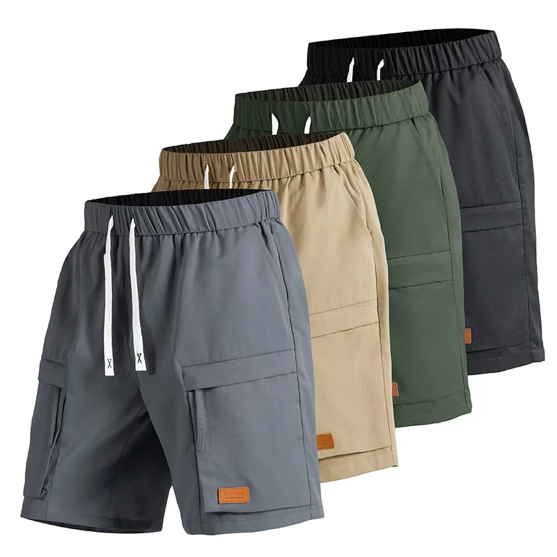

2025 New Men Fashion Summer Beach Shorts Casual Drawsting Shorts Plus Size Multi-pocket Cargo Shorts Male Green Short