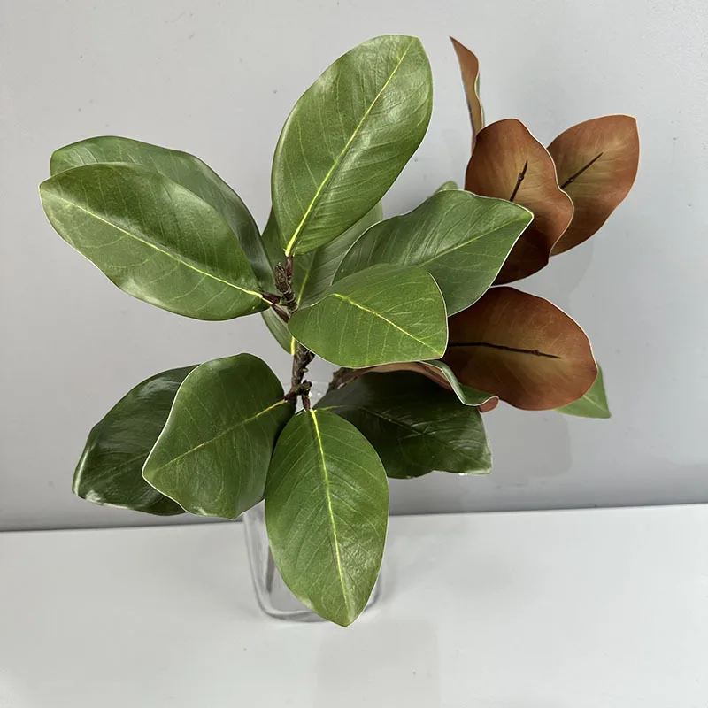 2pcs Artificial Magnolia Leaf Green Plant Floral Plastic Simulation Magnolia Branch Fake Plants Leaves Shopping Mall Decoration