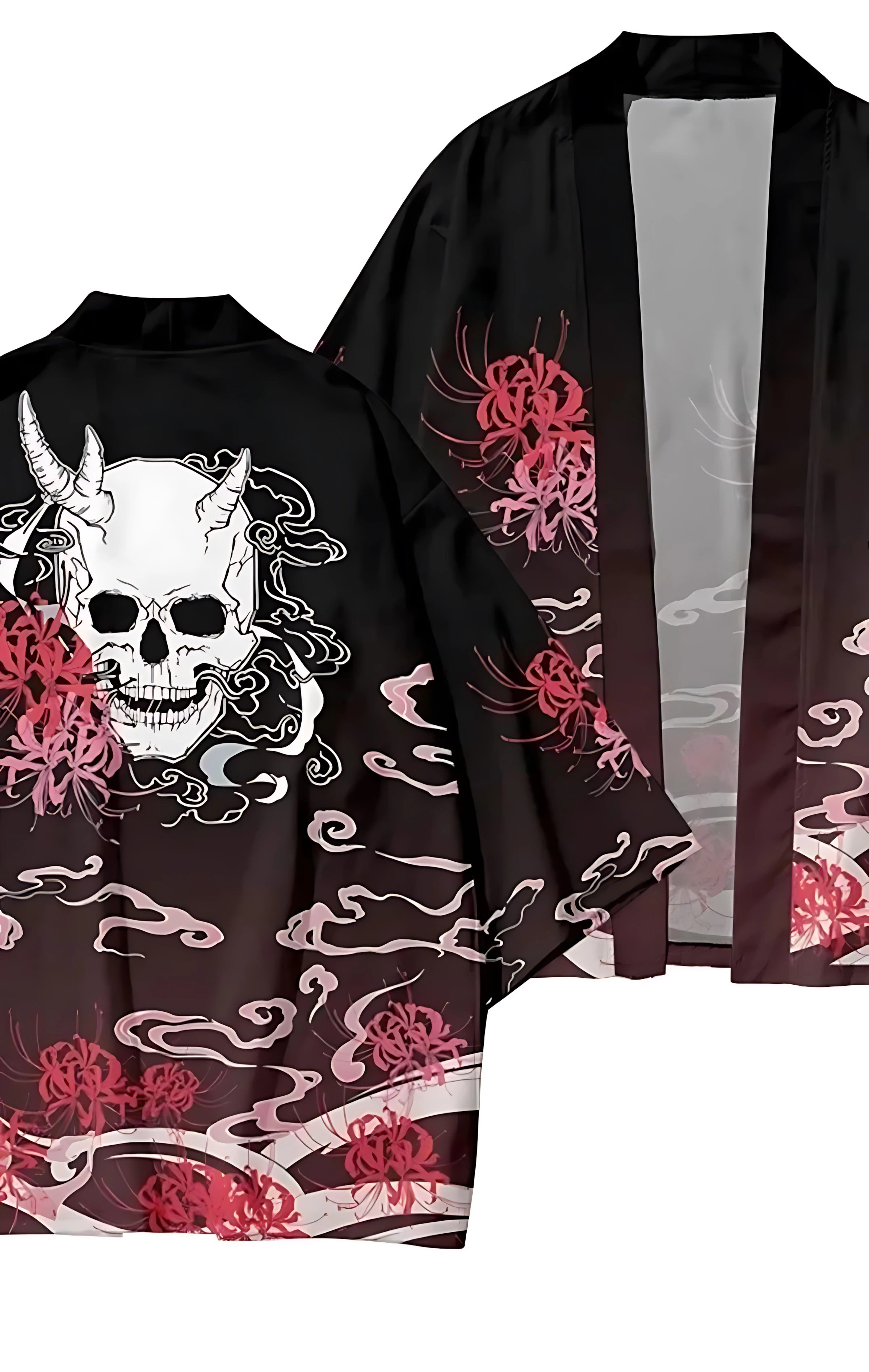 2026 Summer Men's Kimono Skull Pattern Breathable Lightweight Casual Roller Skating Hip-Hop Men's Clothing view 5