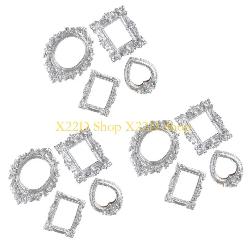 X22D 12Pcs Decorative Resin Picture Frame Small Antique Jewelry Display Photo Frame