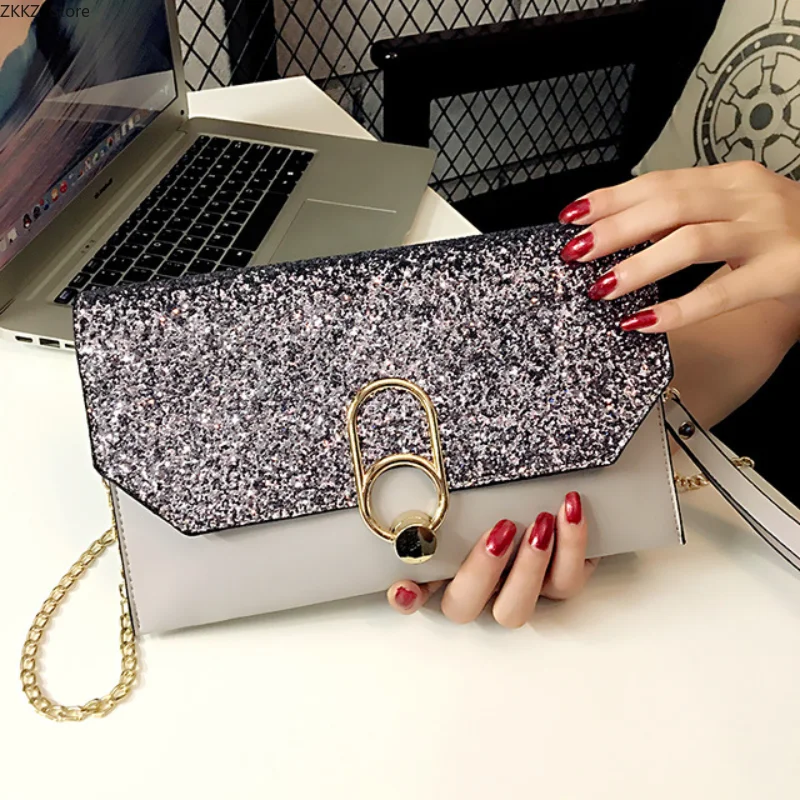 

Envelope Bag Women Birthday Party Evening Clutch Bags For Women Fashion Sequin Leather Handbags Luxury Ladies Clutch Purses