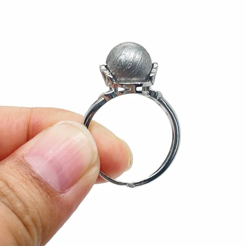 5.4g Muonionalusta meteorite ring natural iron meteorite pendant handmade meteorite bead ring - K41