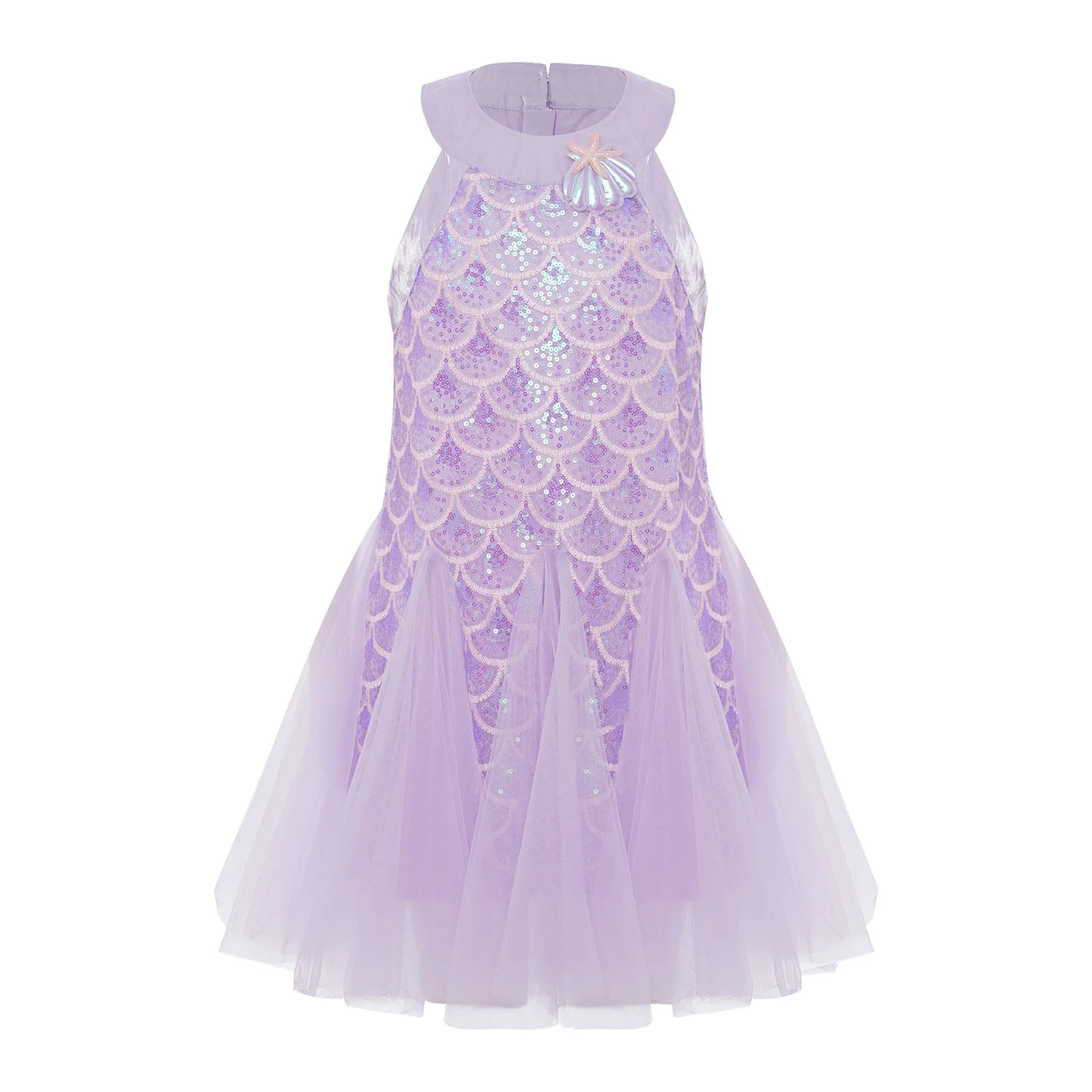 

Kids Girls Fairy Princess Dresses Shiny Sequin Mermaid Fish Scales Halter Back Zipper Dress for Birthday Party Photo Shoot Gown