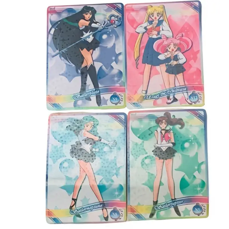 Sailor Moon Flash Card Usagi Tsukino Mizuno Ami Kino Makoto Aino Minako Diy 16 Sheets Action Toy Figures Anime Game Collection