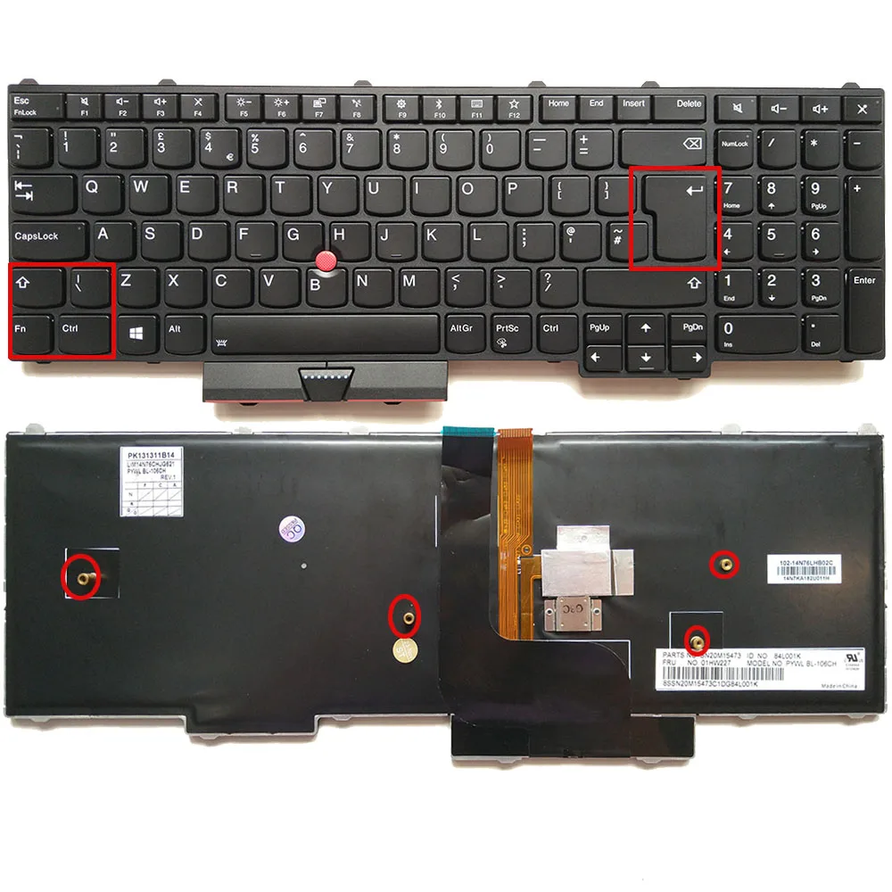 

UK Backlit Laptop Keyboard For Lenovo Thinkpad P50 P51 P70 P71 with Pointer