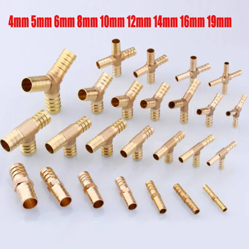 Brass Fitting Copper Pagoda Connector Pipe Fittings 2 3 4 Way Straight/Tee/Y/Cross 4/5/6/8/10/12/14/16/19 mm For Gas/Water Tube