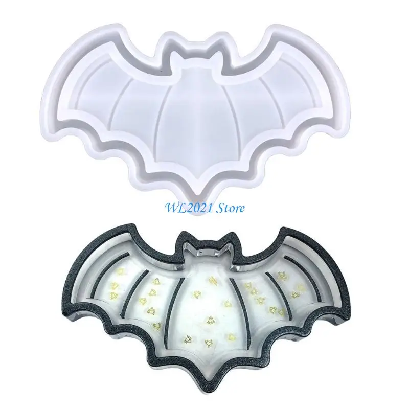 

G5GC Silicone Storage Box Mold Pumpkin Fruit Tray Mold Halloween Bat Epoxy Resin Mold